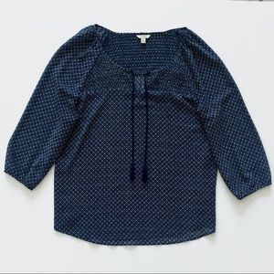 Women’s Sonoma Navy 3/4 Sleeve Blouse: Size XL